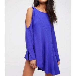 Free People Clear Skies Tunic Dress Women's Size M Violet Cold Shoulder
